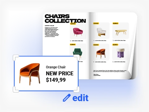 A marketing brochure being updated in Flipsnack without reopening the design file