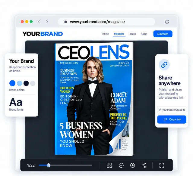 A magazine cover being designed in Flipsnack Design Studio