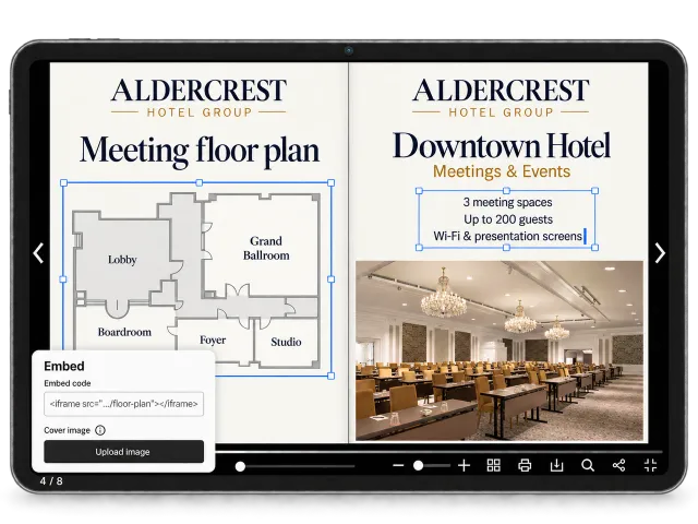 The same brand template completed at two levels of depth, flagship beside small property