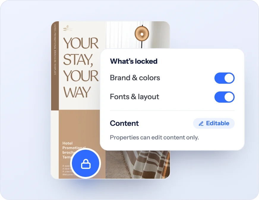 Locked brand kit showing the Marlowe logo, brand colors, and fonts marked as locked