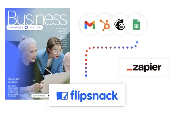 Business magazine created in Flipsnack and connected to many apps through Zapier