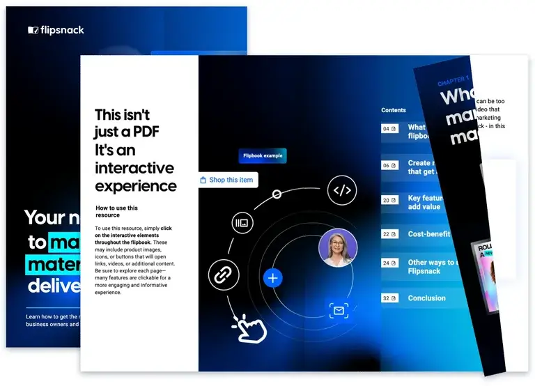 Interactive flipbook with clickable shopping and video hotspots, made with Flipsnack